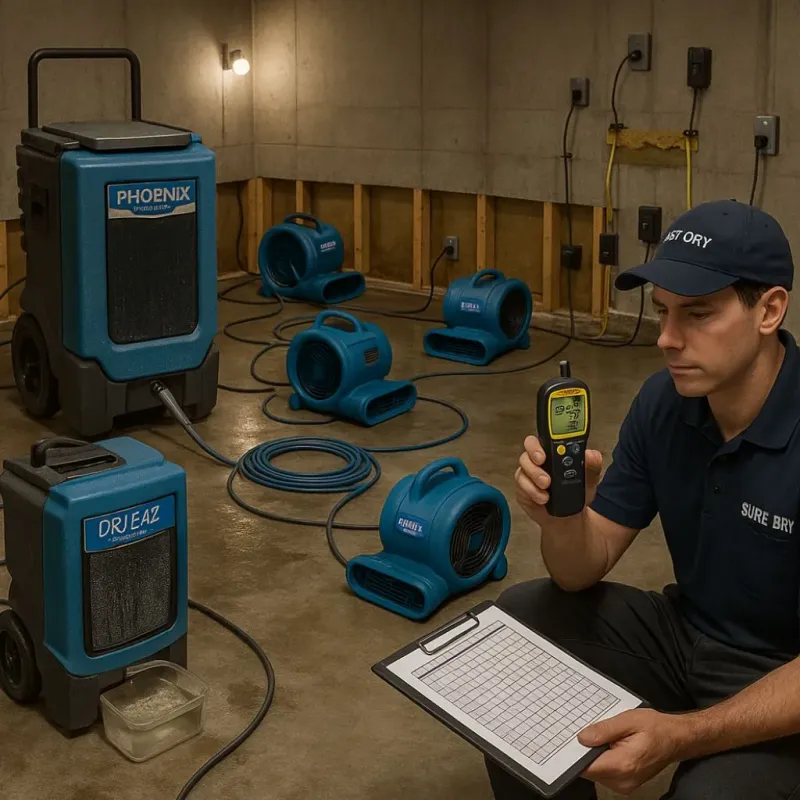 Structural Drying and Dehumidification process in Abbeville, LA